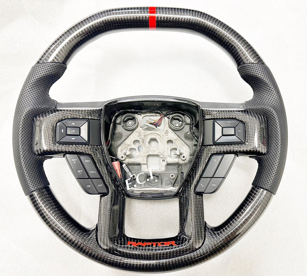 GENUINE FORD SHELBY F150 RAPTOR CARBON FIBER STEERING WHEEL BLACK STITCHING