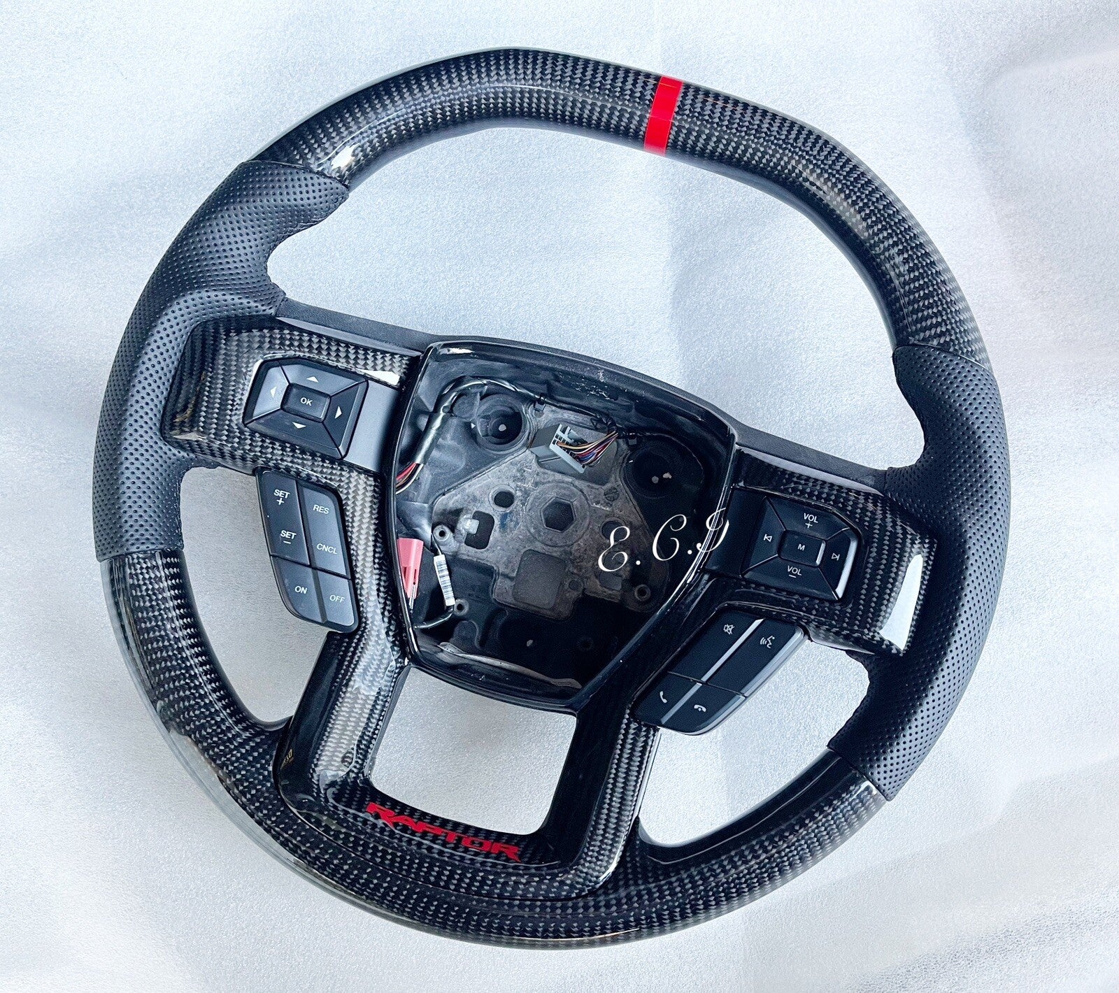 GENUINE FORD SHELBY F150 RAPTOR CARBON FIBER STEERING WHEEL BLACK STITCHING