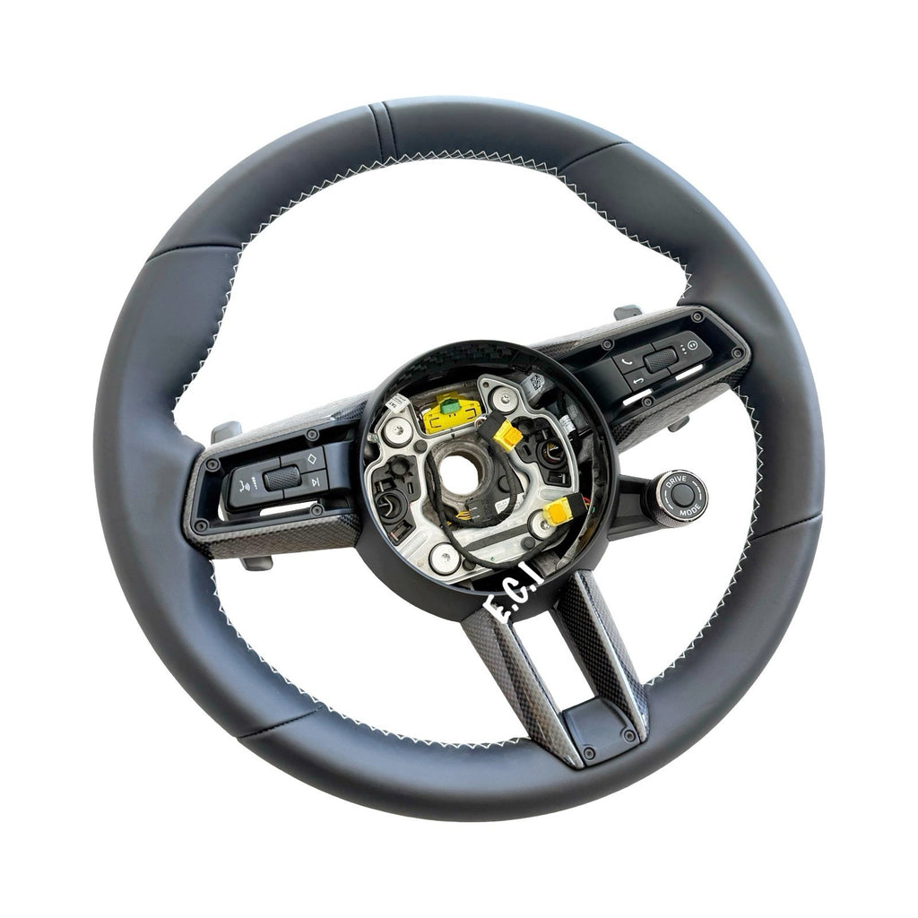 OEM Porsche 992 GT3 CARRERA GTS CAYENNE BLK STEERING WHEEL CARBON WHITE STITCH