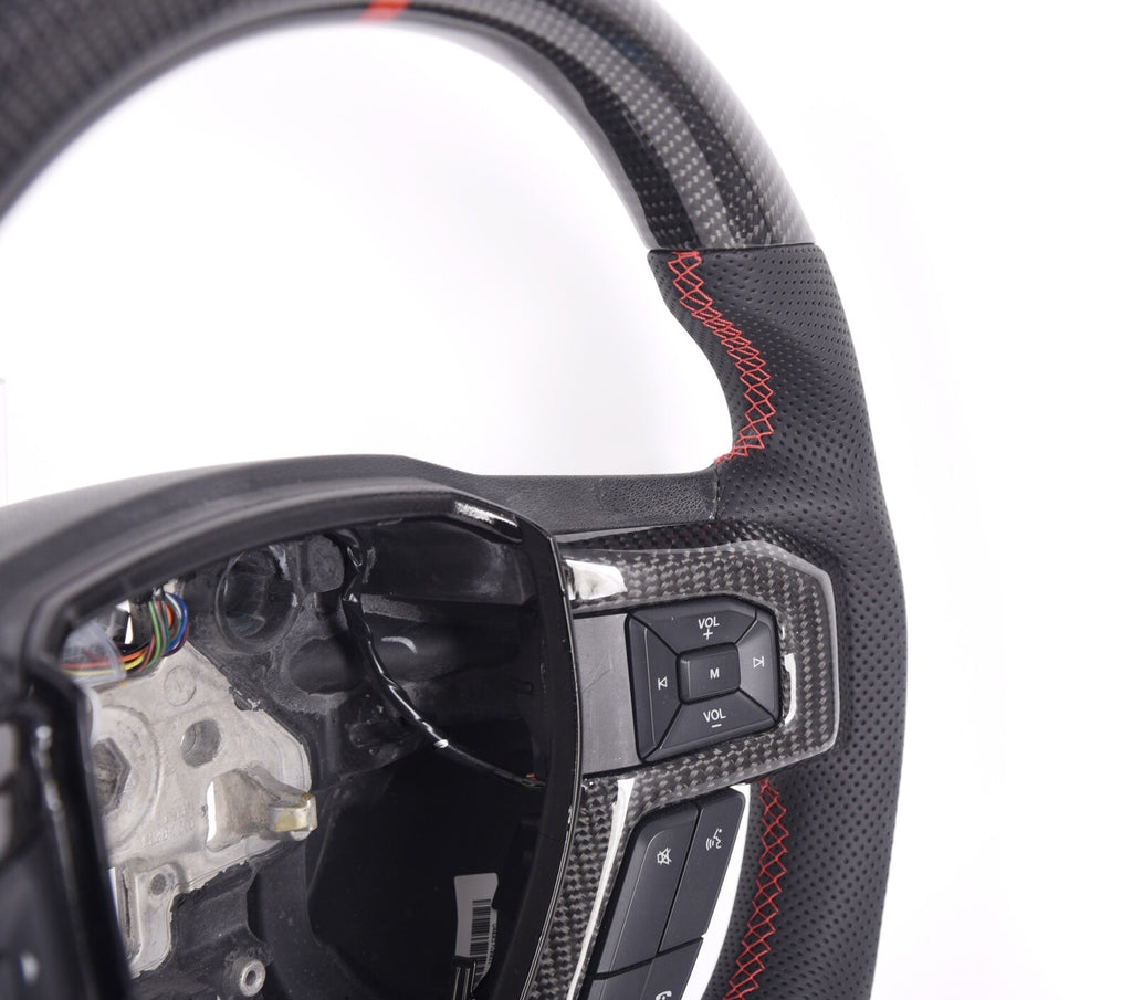 GENUINE FORD SHELBY F150 RAPTOR CARBON FIBER STEERING WHEEL RED STITCHING