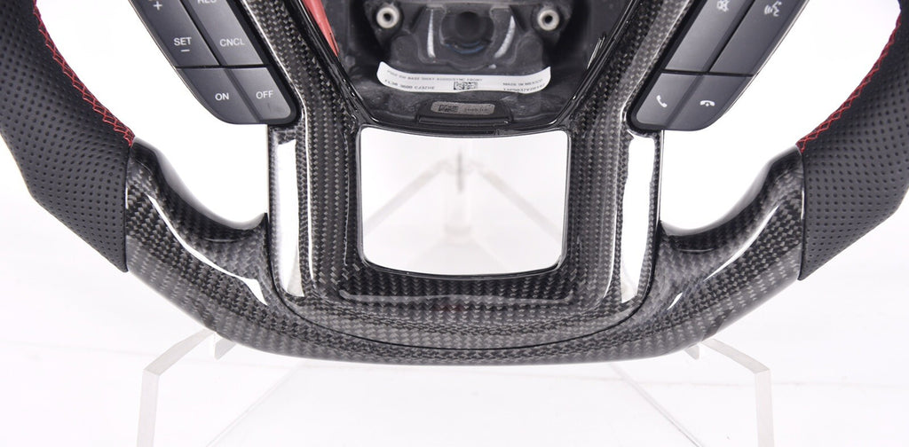 GENUINE FORD SHELBY F150 RAPTOR CARBON FIBER STEERING WHEEL RED STITCHING