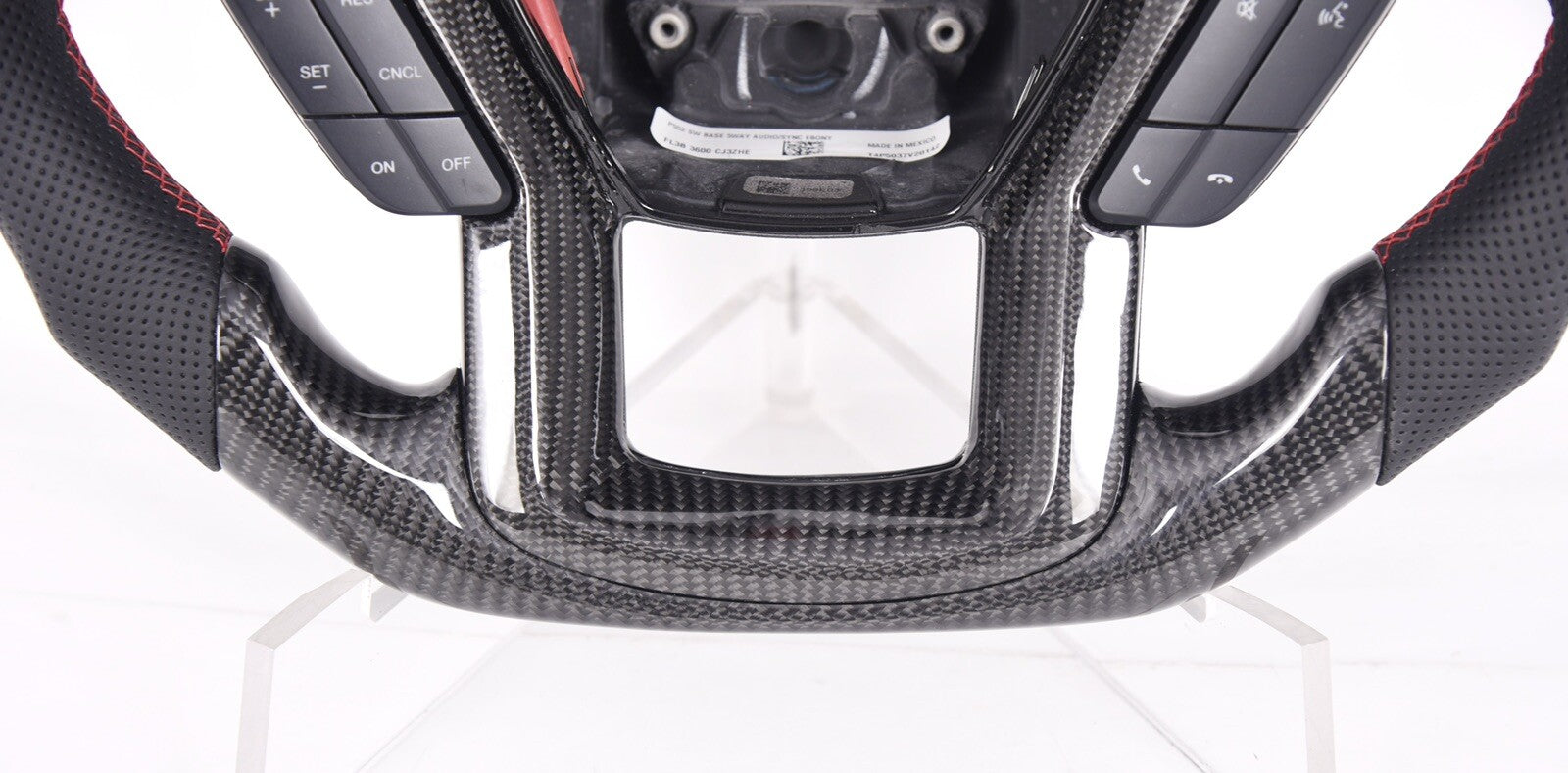 GENUINE FORD SHELBY F150 RAPTOR CARBON FIBER STEERING WHEEL RED STITCHING