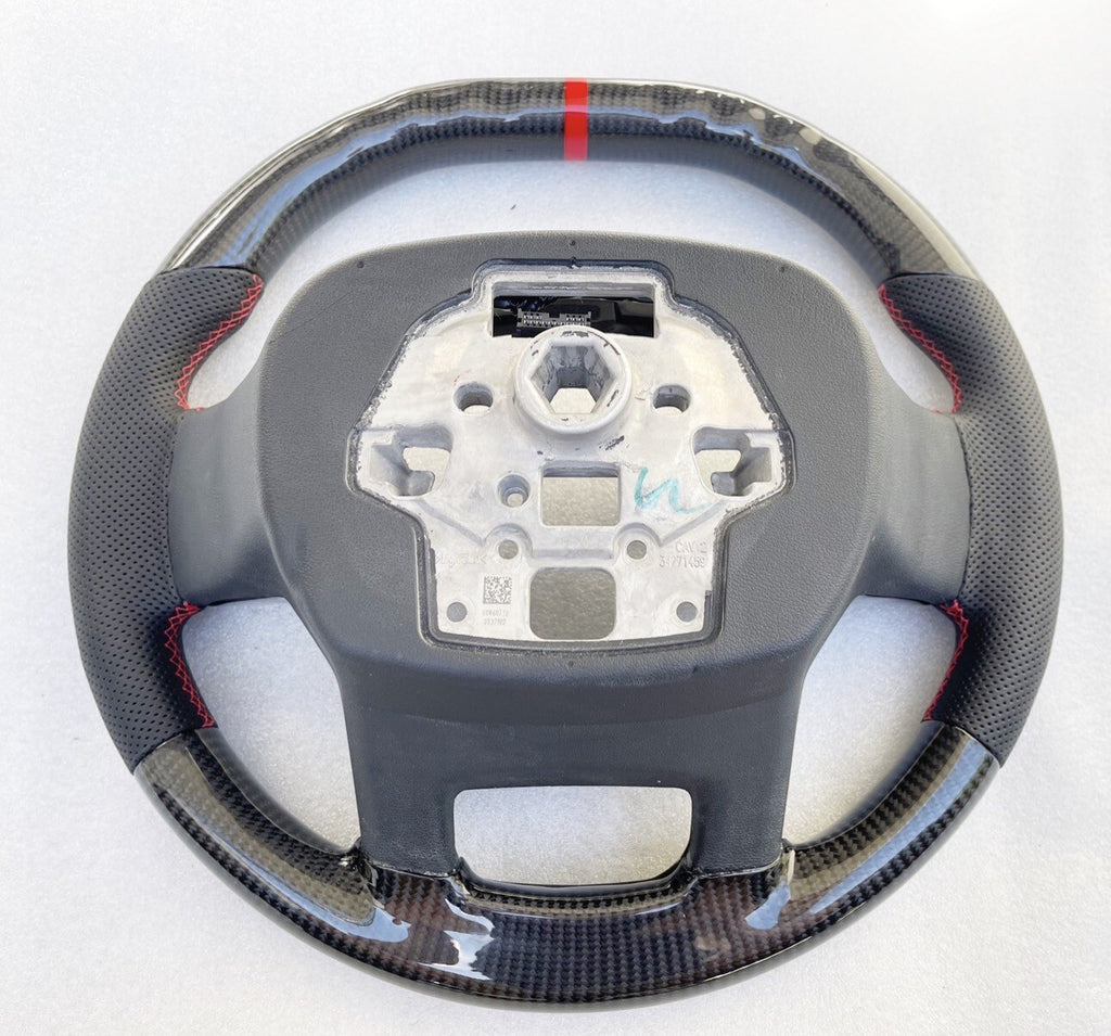 2023 GENUINE FORD SHELBY F150 RAPTOR CARBON FIBER STEERING WHEEL RED STITCHING