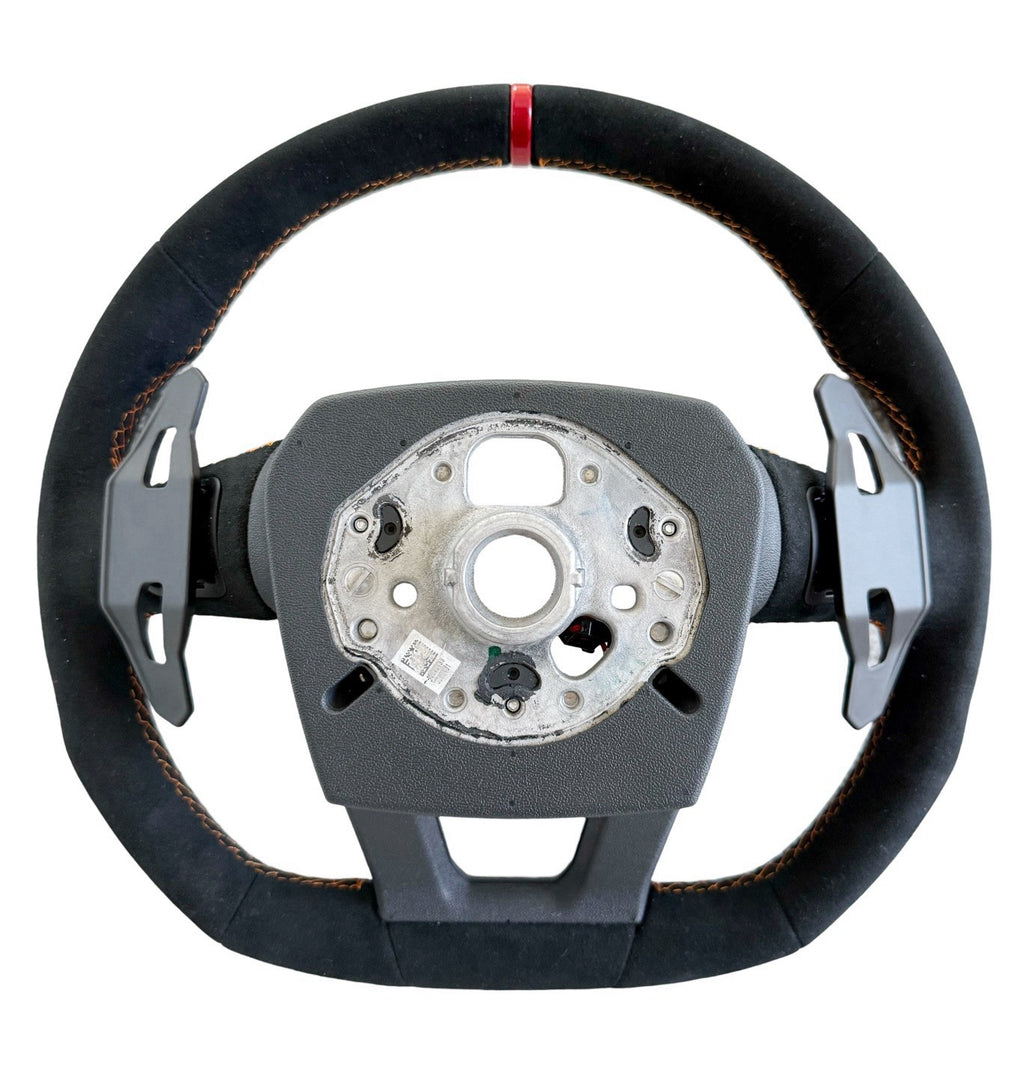 GENUINE LAMBORGHINI URUS S SE ALCANTARA PERFORMANTE HEATED STEERING WHEEL ORANGE
