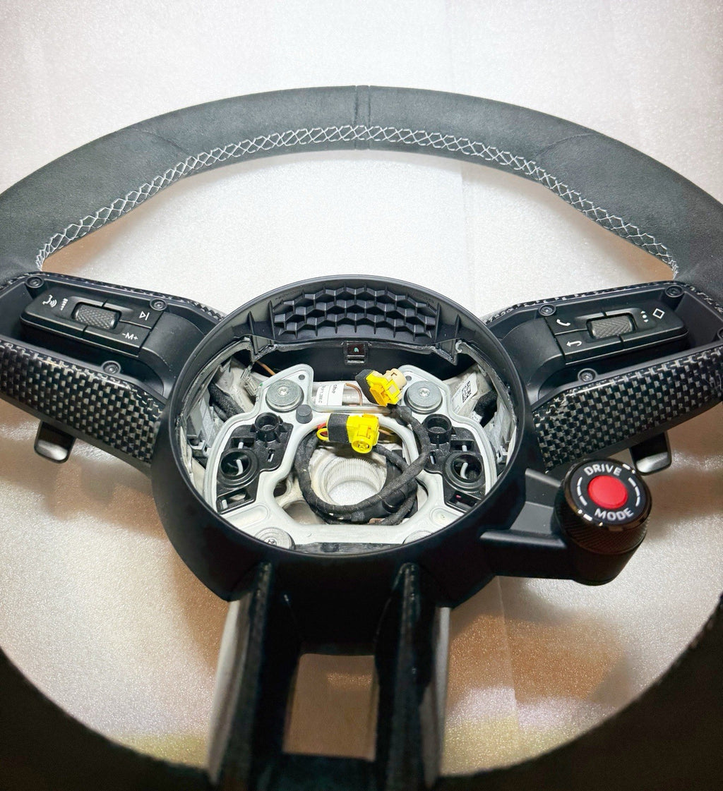 OEM PORSCHE 992 CARRERA MACAN GTS ALCANTARA STEERING WHEEL CARBON FIBER WHITE