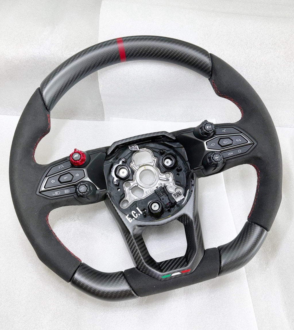 GENUINE LAMBORGHINI Revuelto Temerario ALCANTARA CARBON FIBER STEERING WHEEL RED