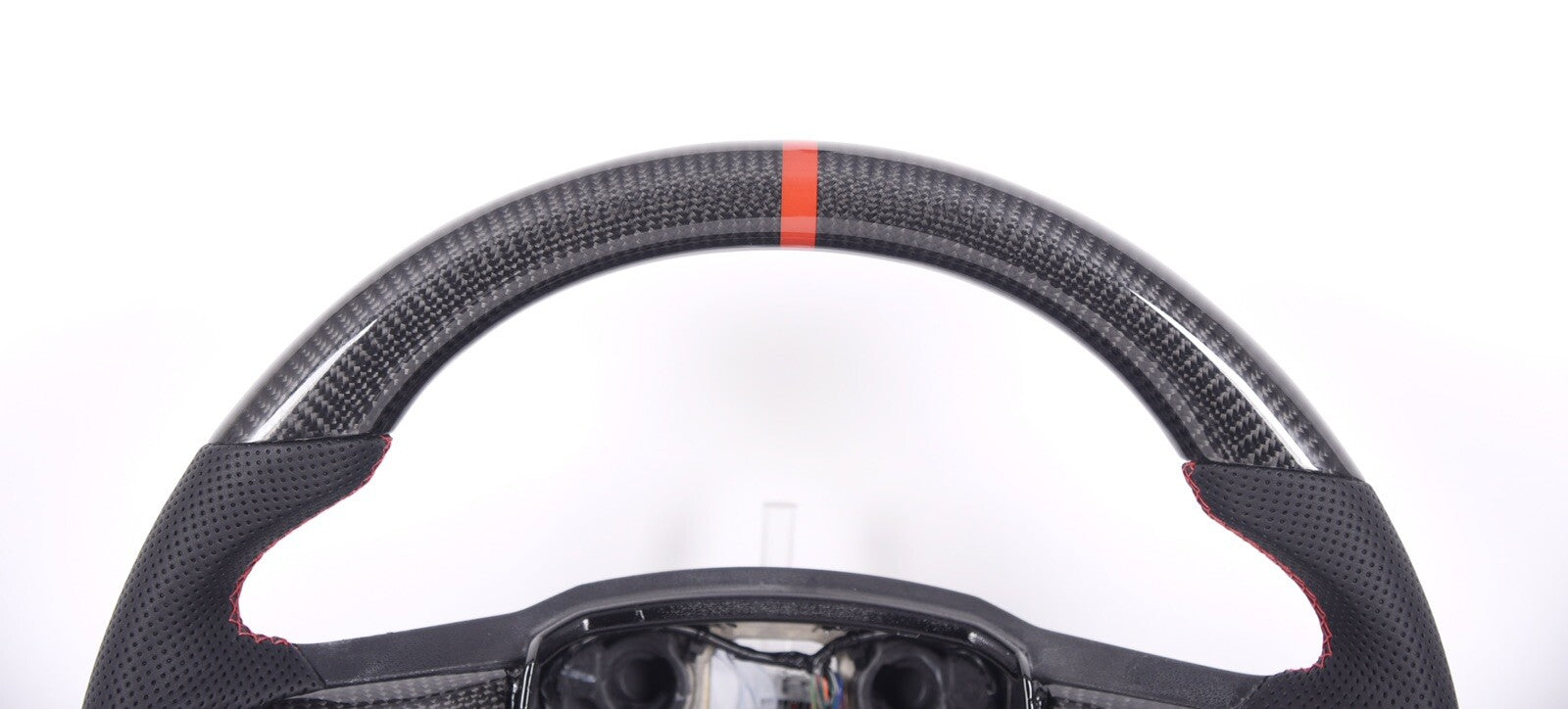 GENUINE FORD SHELBY F150 RAPTOR CARBON FIBER STEERING WHEEL RED STITCHING