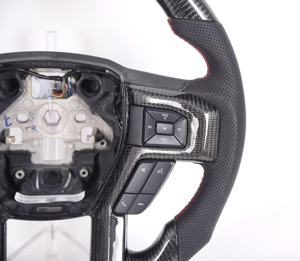 GENUINE FORD SHELBY F150 RAPTOR CARBON FIBER STEERING WHEEL RED STITCHING