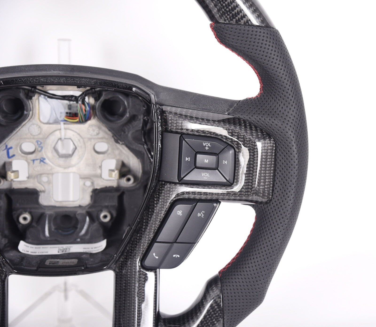 GENUINE FORD SHELBY F150 RAPTOR CARBON FIBER STEERING WHEEL RED STITCHING