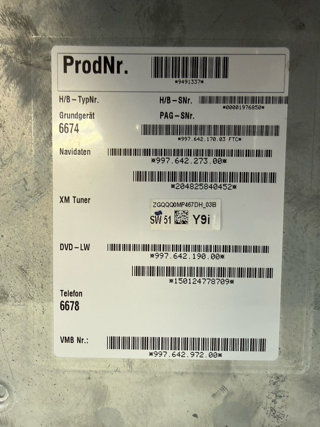 09-12 OEM 997 Porsche 911 CARRERA CAYMAN BOXSTER PCM3 Navigation Radio XM 6 DISC
