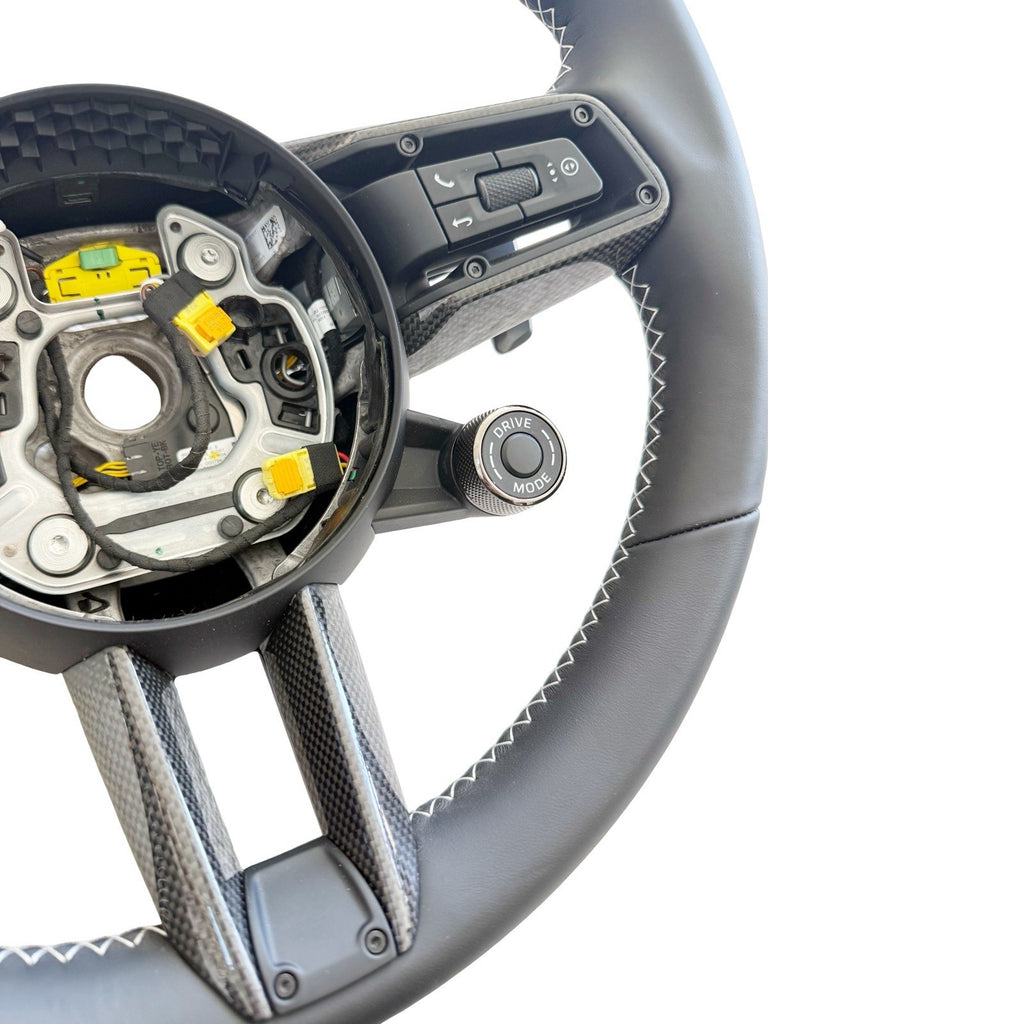 OEM Porsche 992 GT3 CARRERA GTS CAYENNE BLK STEERING WHEEL CARBON WHITE STITCH