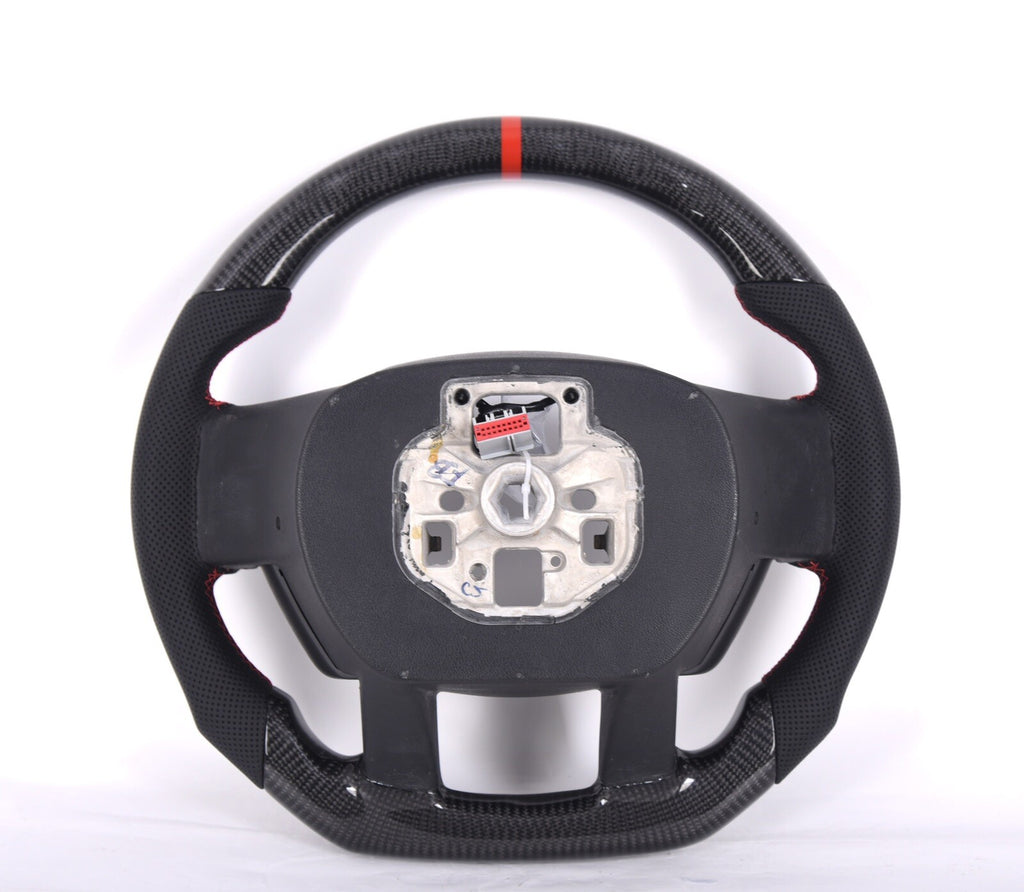 GENUINE FORD SHELBY F150 RAPTOR CARBON FIBER STEERING WHEEL RED STITCHING