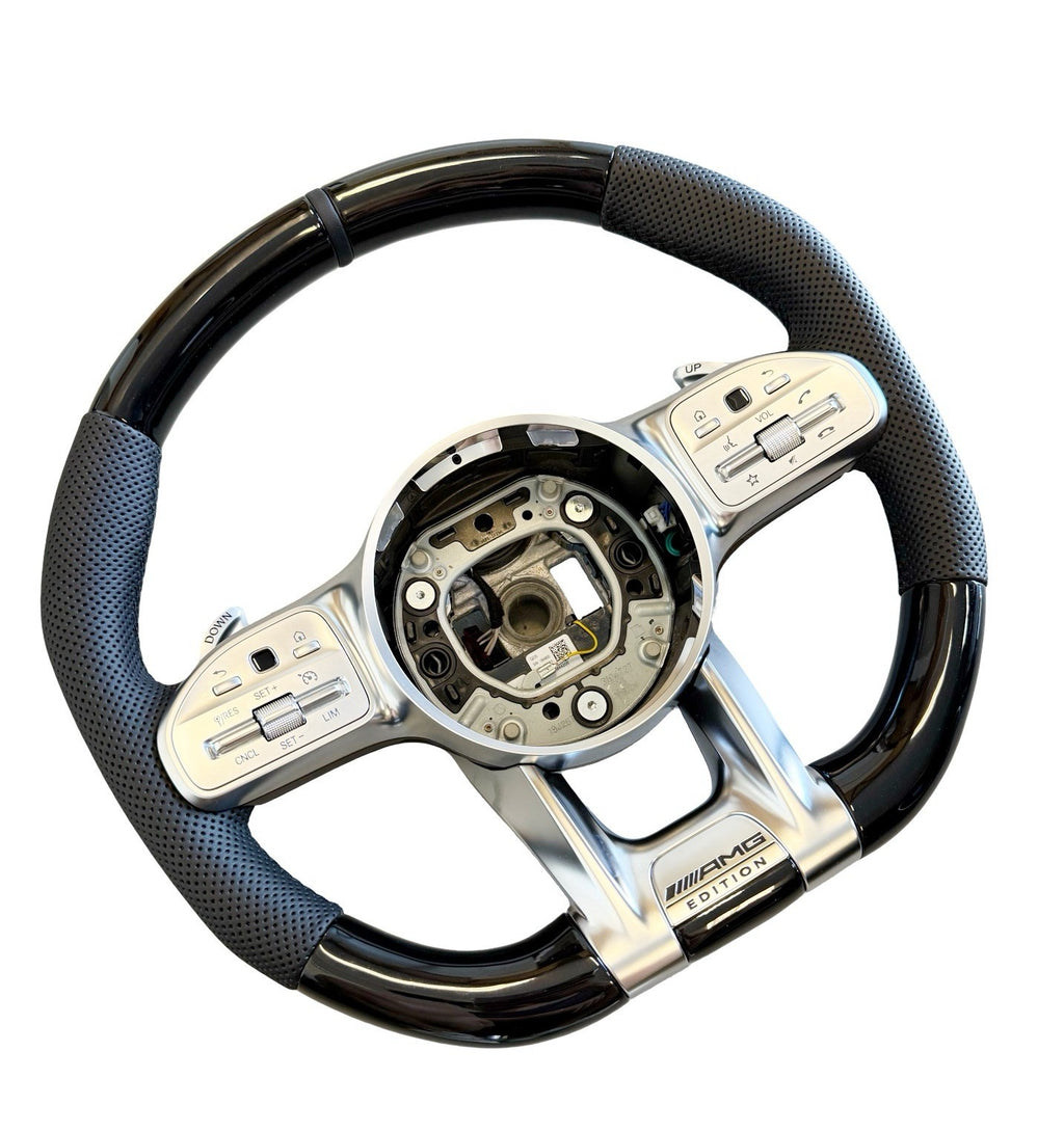 OEM 19~24 MERCEDES G63 C63 E63 GT S63 CLS63  PIANO BLACK LEATHER STEERING WHEEL