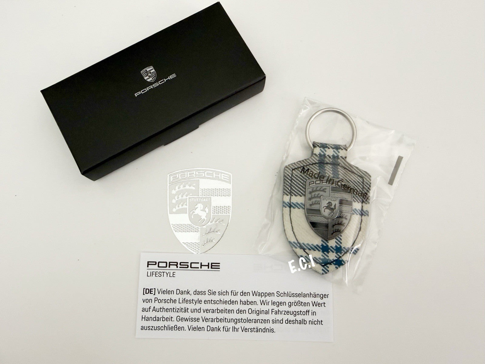 OEM Porsche 911 Turbonite key chain ring pepita Houndstooth New 50th Anniversary