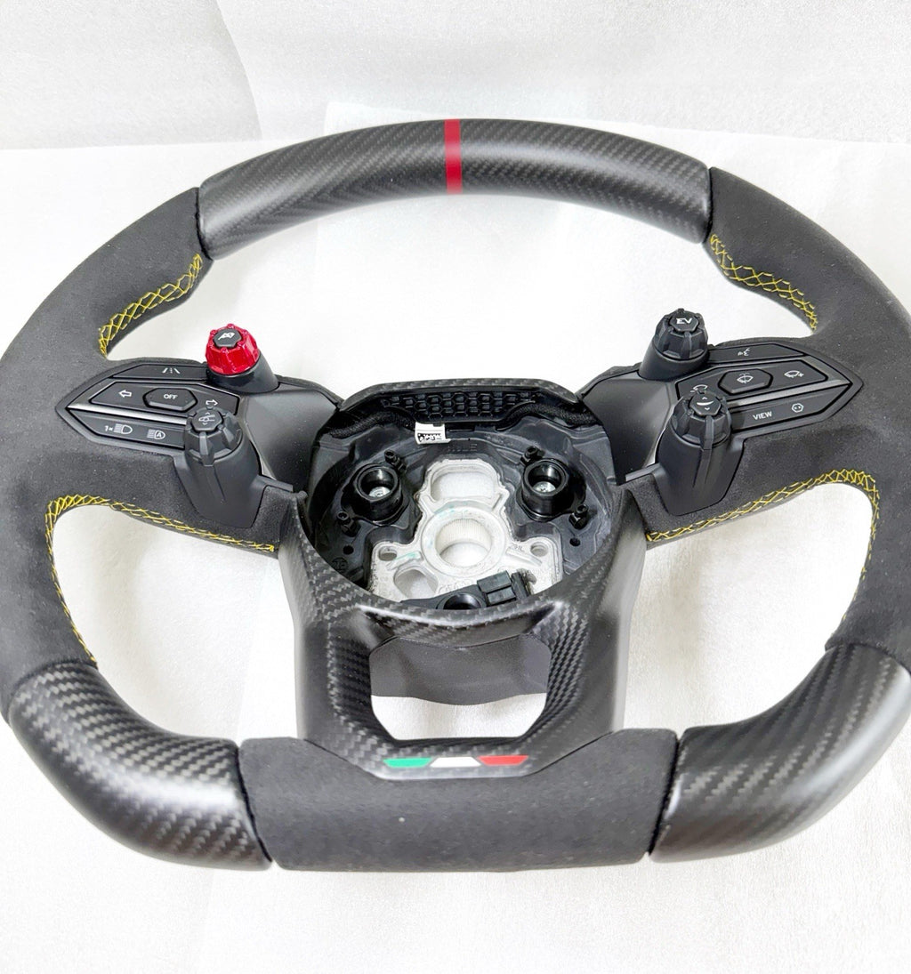 GENUINE LAMBORGHINI Revuelto Temerario ALCANTARA CARBON FIBER STEERING WHEEL YEL