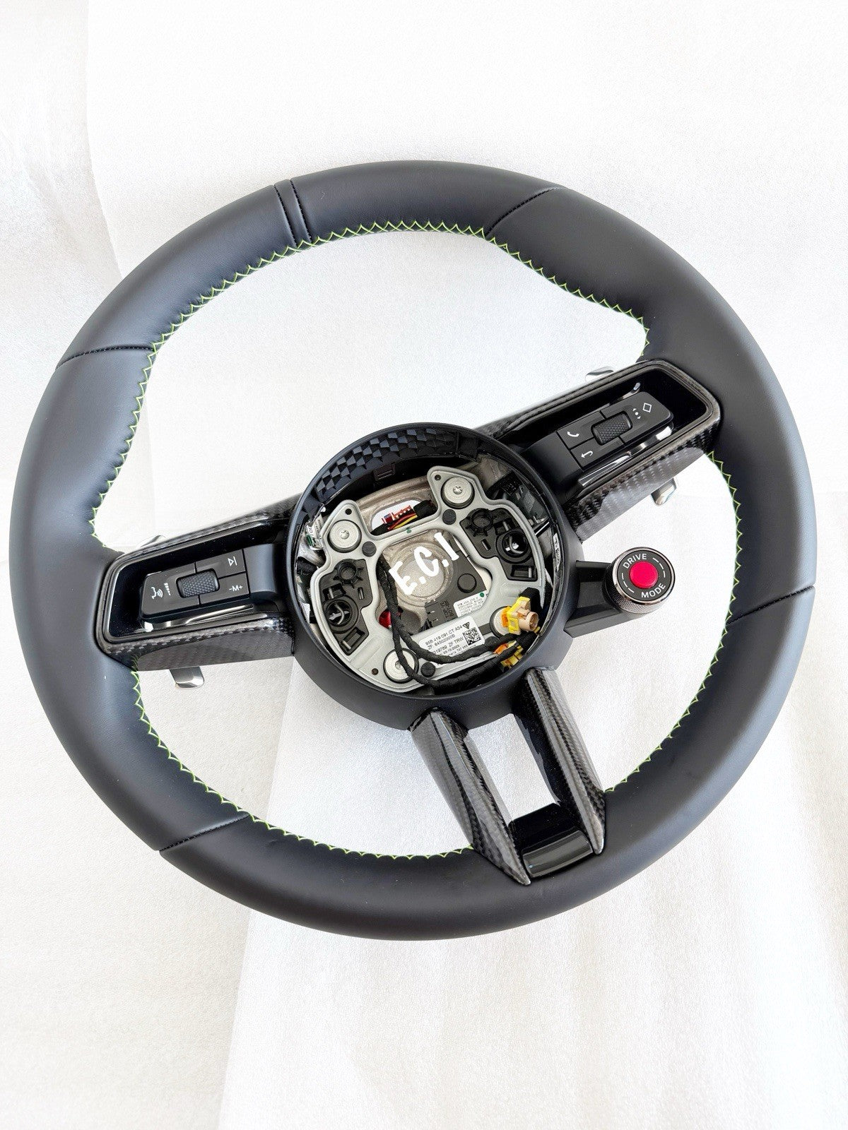 OEM PORSCHE 992 CARRERA MACAN GTS STEERING WHEEL CARBON FIBER LEATHER W GREEN