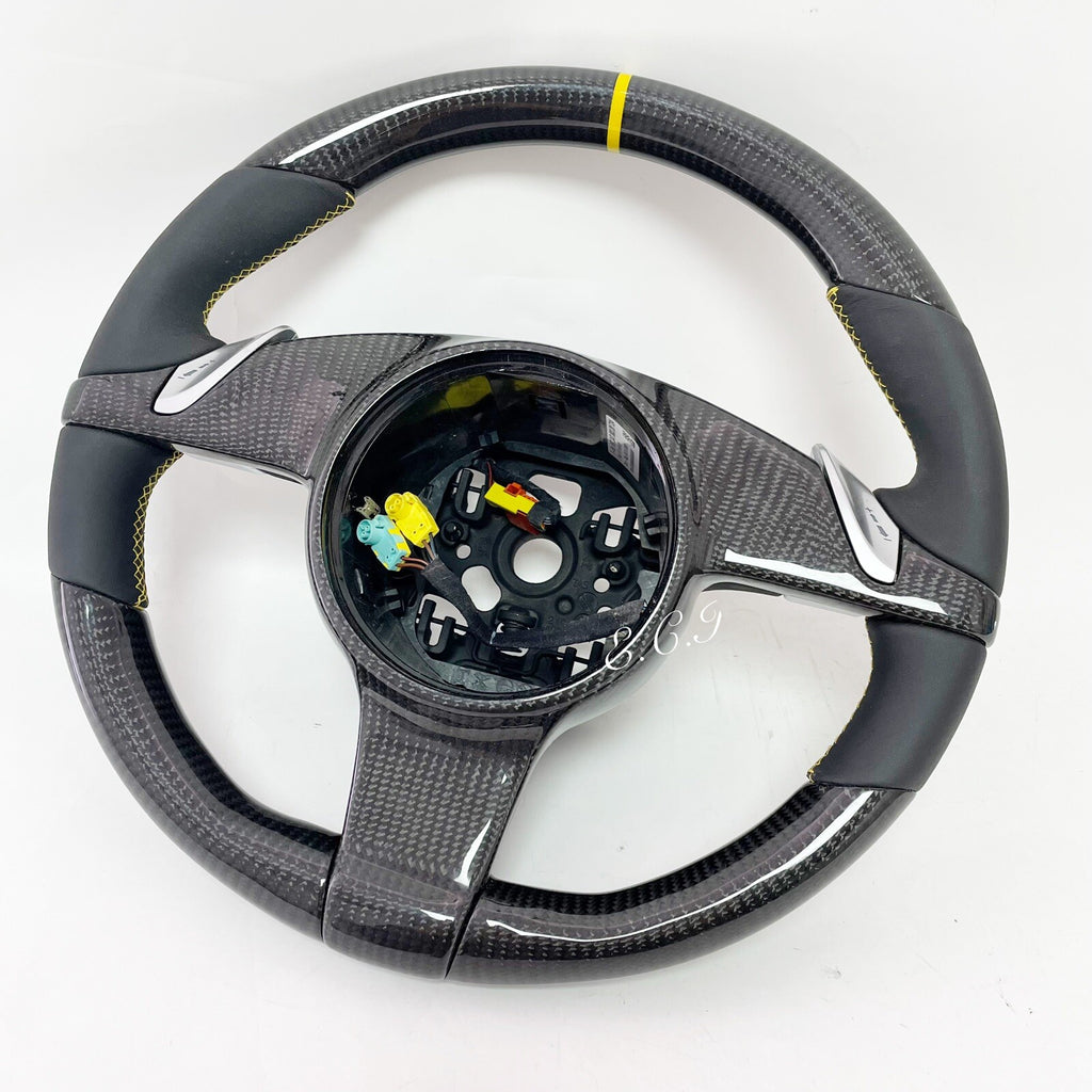 OEM PORSCHE 991 997 PANAMERA BOXSTER CAYMAN CARBON FIBER STEERING WHEEL YELLOW