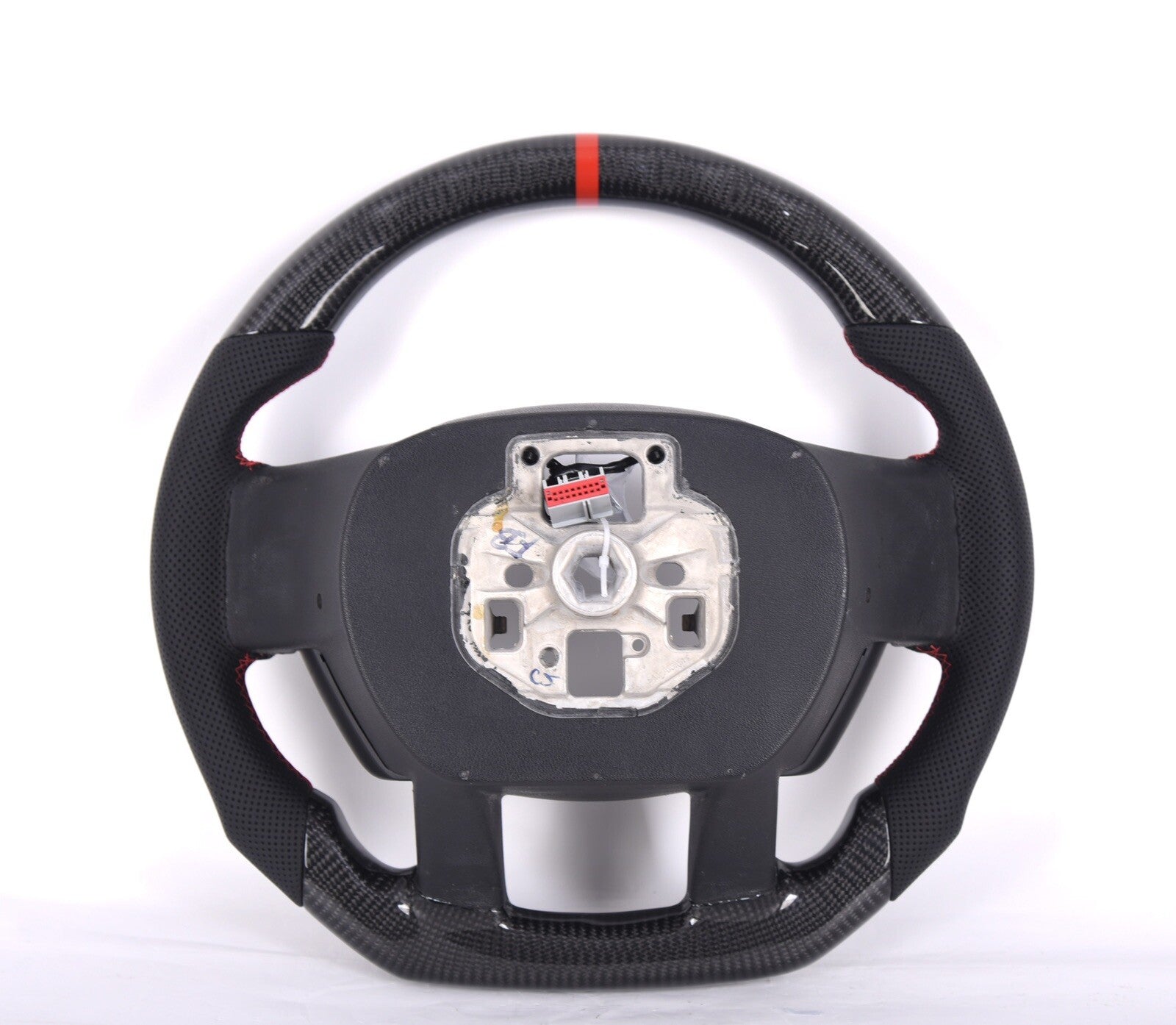 GENUINE FORD SHELBY F150 RAPTOR CARBON FIBER STEERING WHEEL RED STITCHING