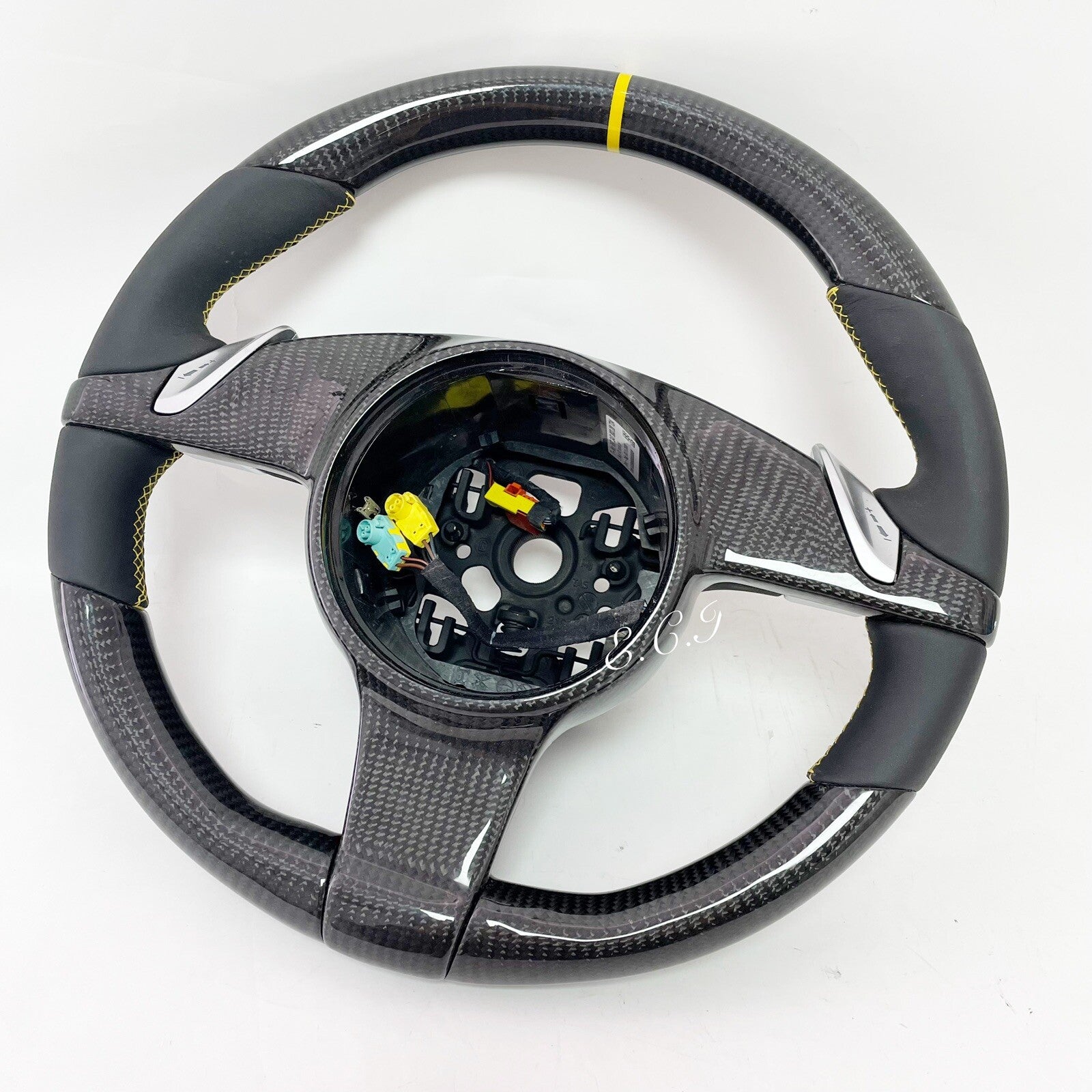 OEM PORSCHE 991 997 PANAMERA BOXSTER CAYMAN CARBON FIBER STEERING WHEEL YELLOW