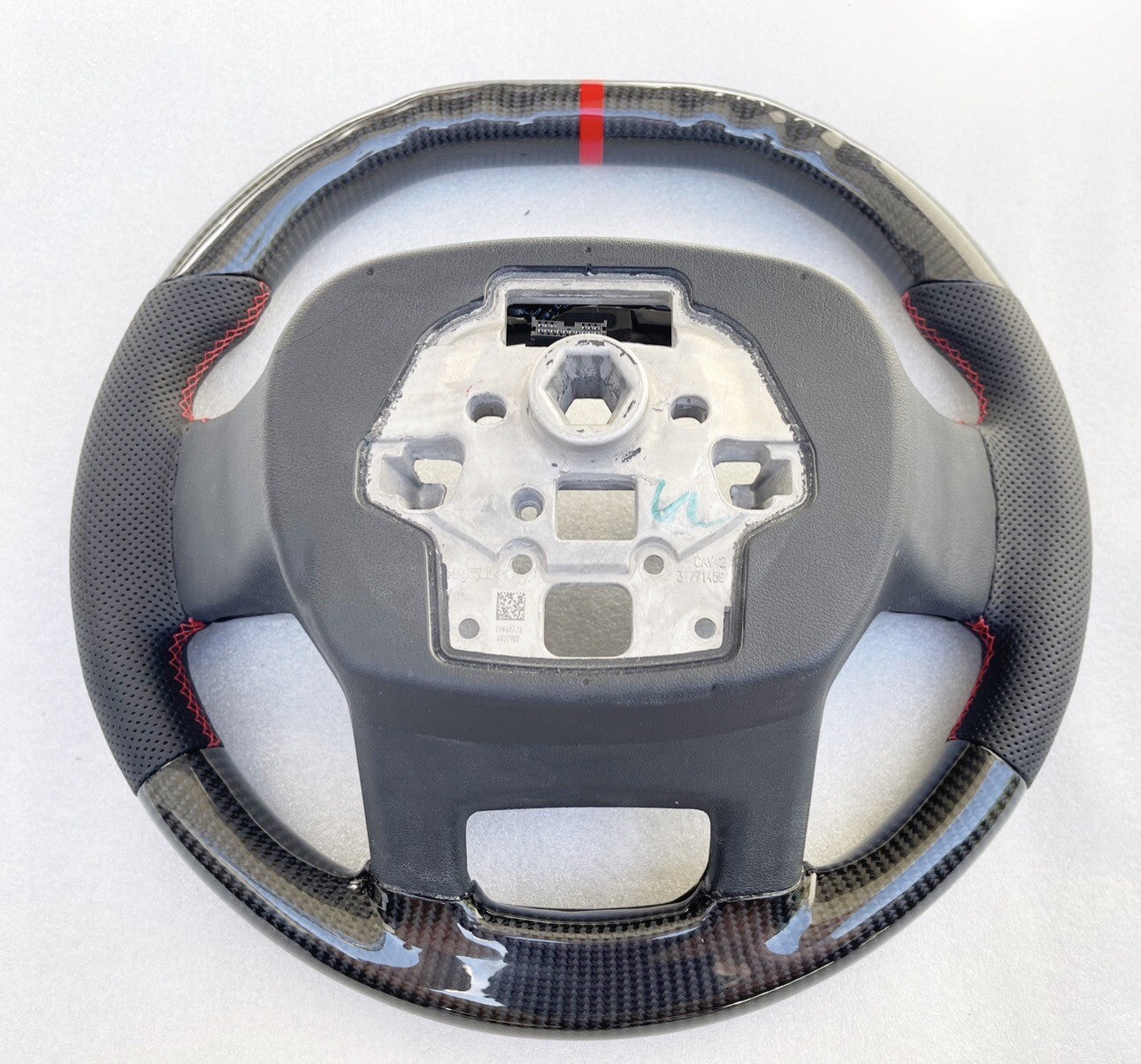 2023 GENUINE FORD SHELBY F150 RAPTOR CARBON FIBER STEERING WHEEL RED STITCHING