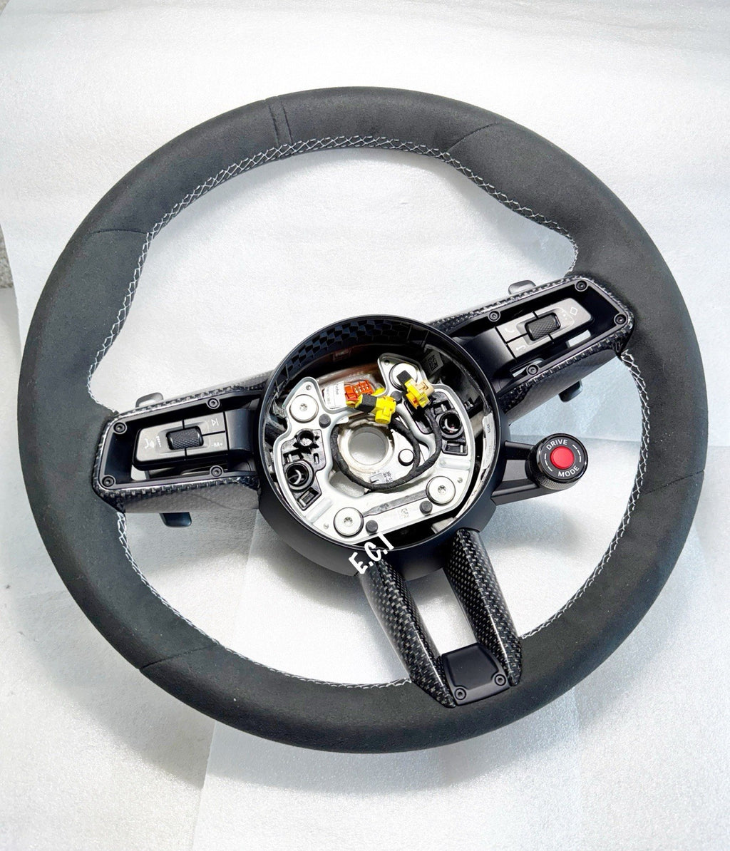 OEM PORSCHE 992 CARRERA MACAN GTS ALCANTARA STEERING WHEEL CARBON FIBER WHITE