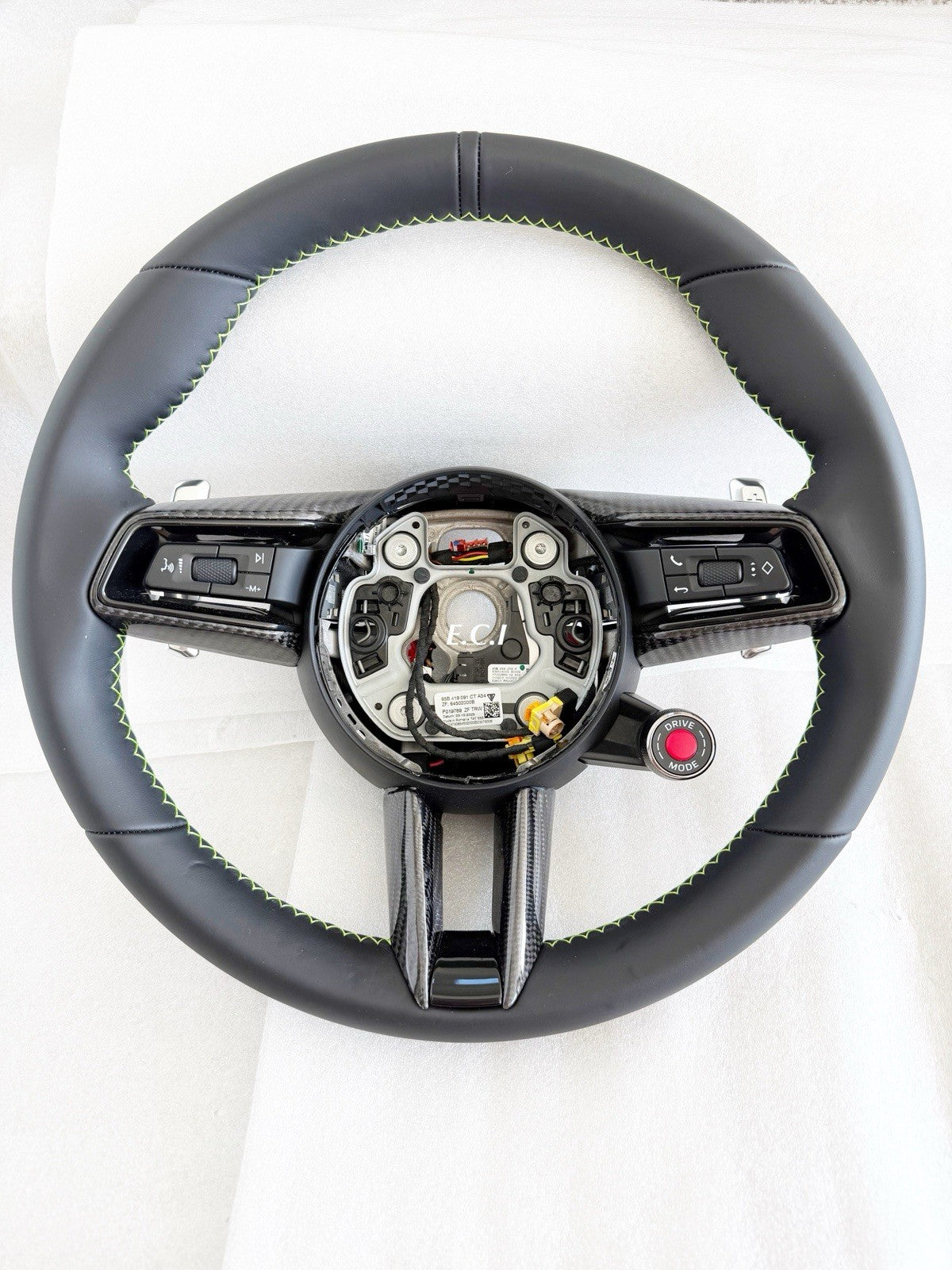 OEM PORSCHE 992 CARRERA MACAN GTS STEERING WHEEL CARBON FIBER LEATHER W GREEN