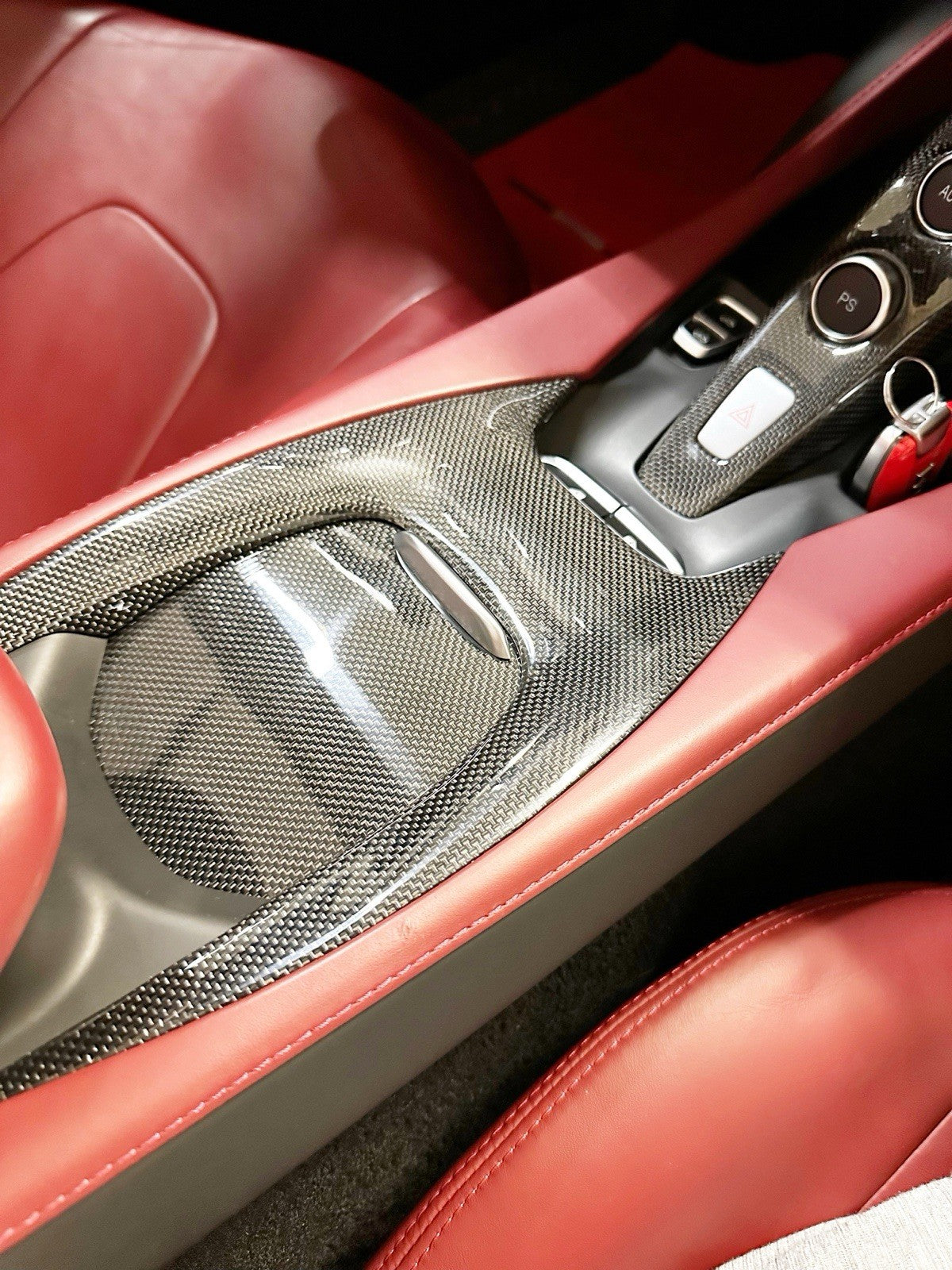 OEM Ferrari F164 Portofino M Carbon Fiber Center Console Upper Cup Holder Panel
