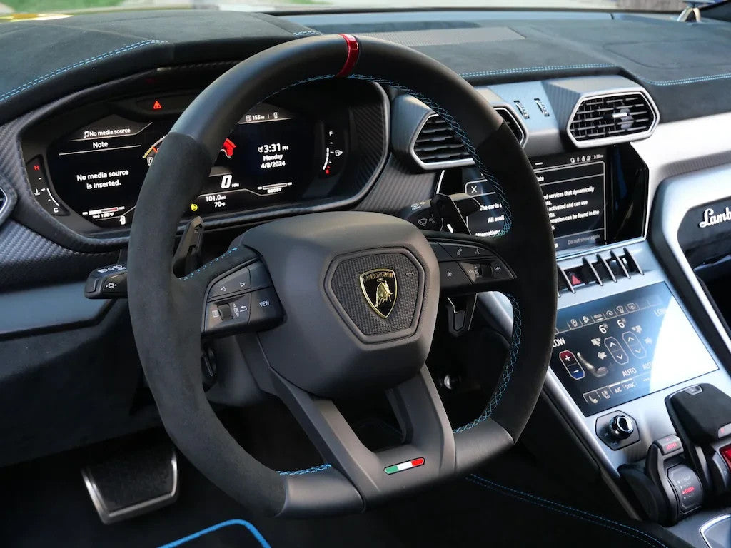 GENUINE LAMBORGHINI URUS S SE PERFORMANTE ALCANTARA STEERING WHEEL BLUE HEATED