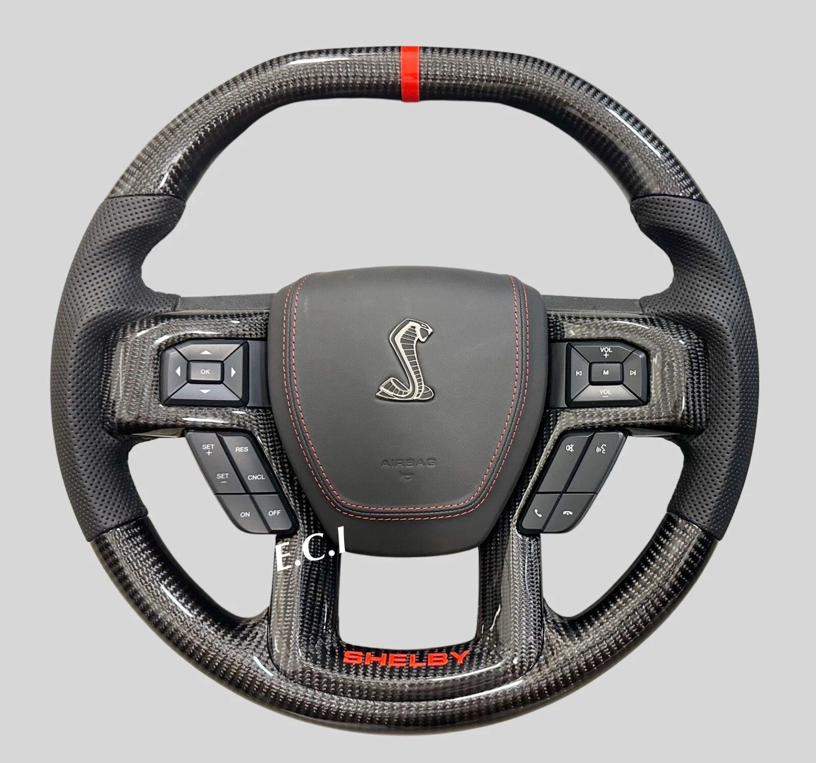 2016~2021 GENUINE FORD SHELBY 700 F150 CARBON FIBER STEERING WHEEL BLACK STITCH
