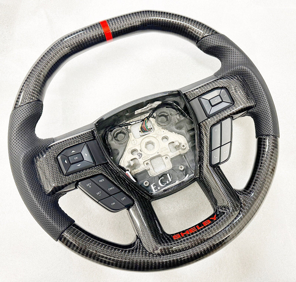 2016~2021 GENUINE FORD SHELBY 700 F150 CARBON FIBER STEERING WHEEL BLACK STITCH