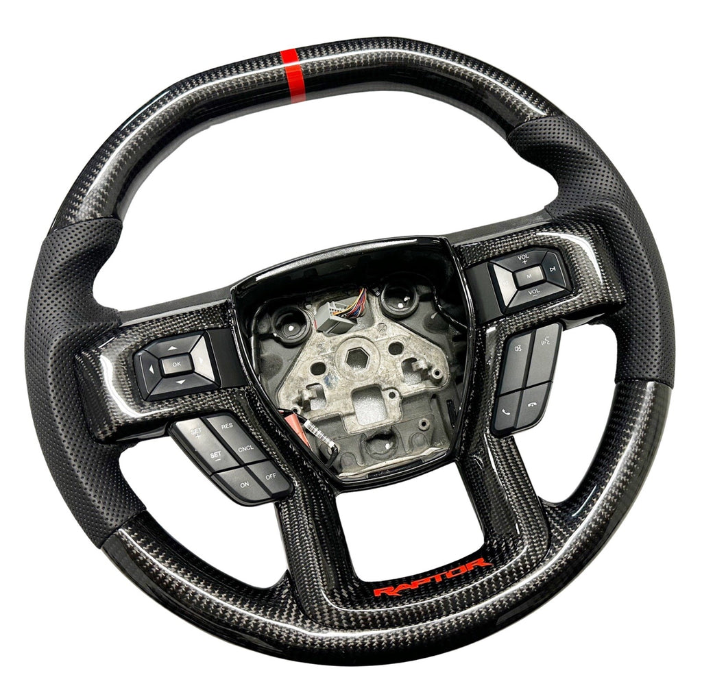 GENUINE FORD SHELBY F150 RAPTOR CARBON FIBER STEERING WHEEL BLACK STITCHING