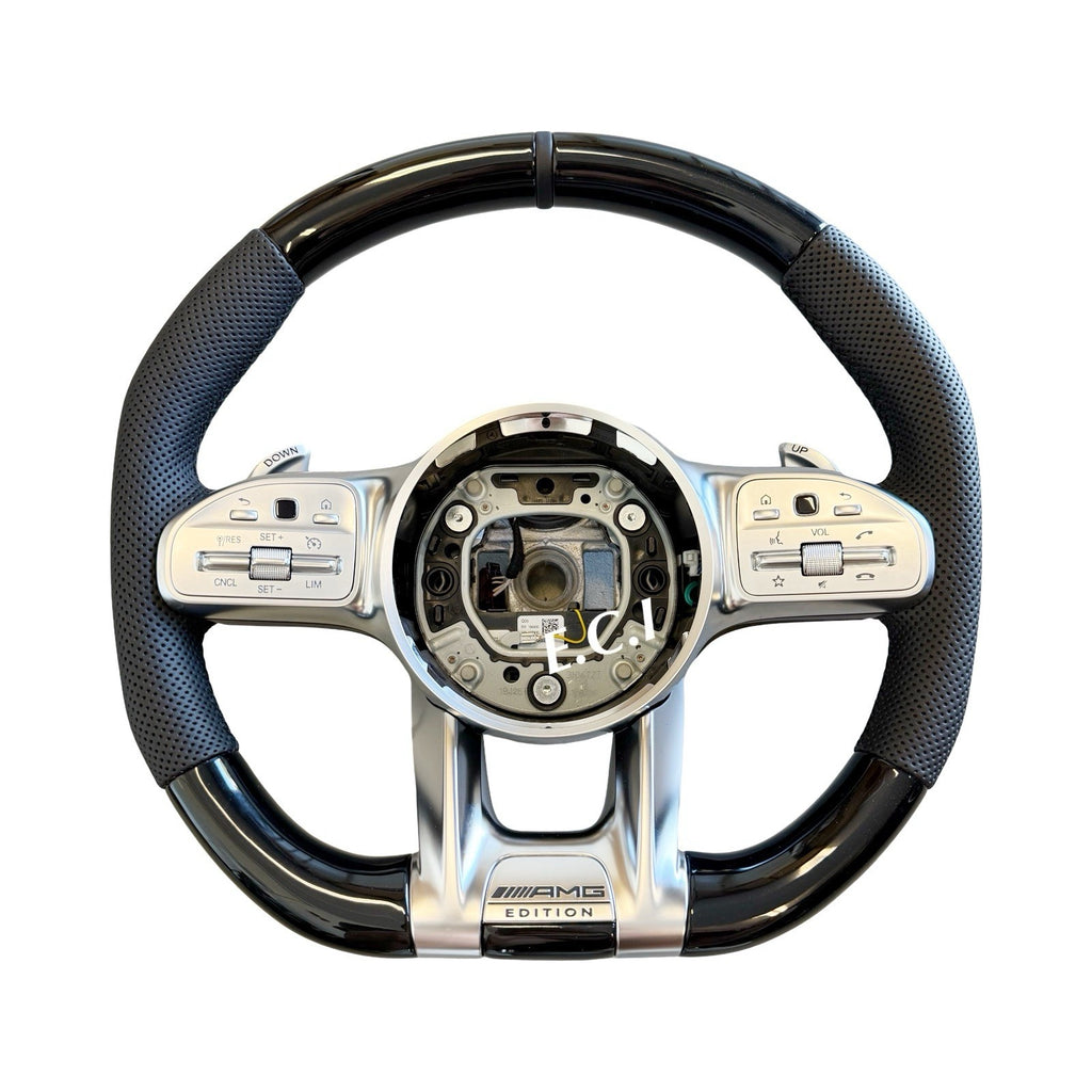 OEM 19~24 MERCEDES G63 C63 E63 GT S63 CLS63  PIANO BLACK LEATHER STEERING WHEEL