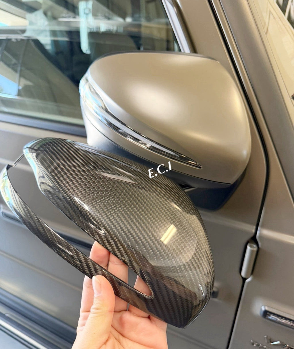 OEM $1250 Mercedes 2019~2027 G63 G550 G580 REAL CARBON FIBER MIRROR COVER FACTOR