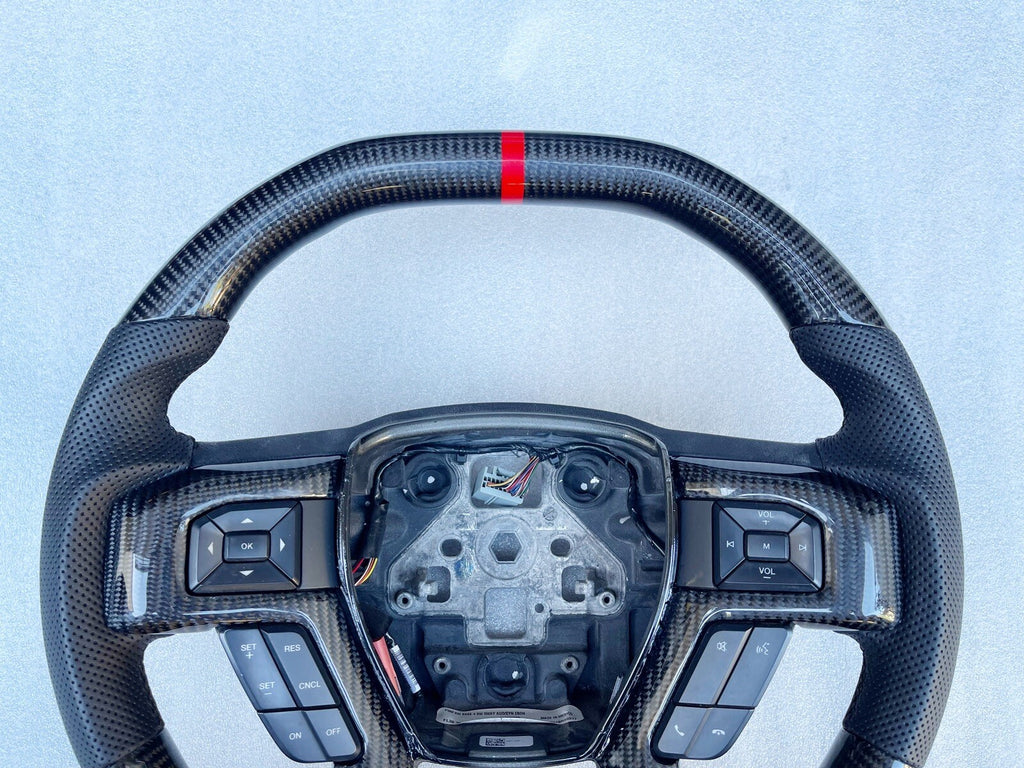 GENUINE FORD SHELBY F150 RAPTOR CARBON FIBER STEERING WHEEL BLACK STITCHING