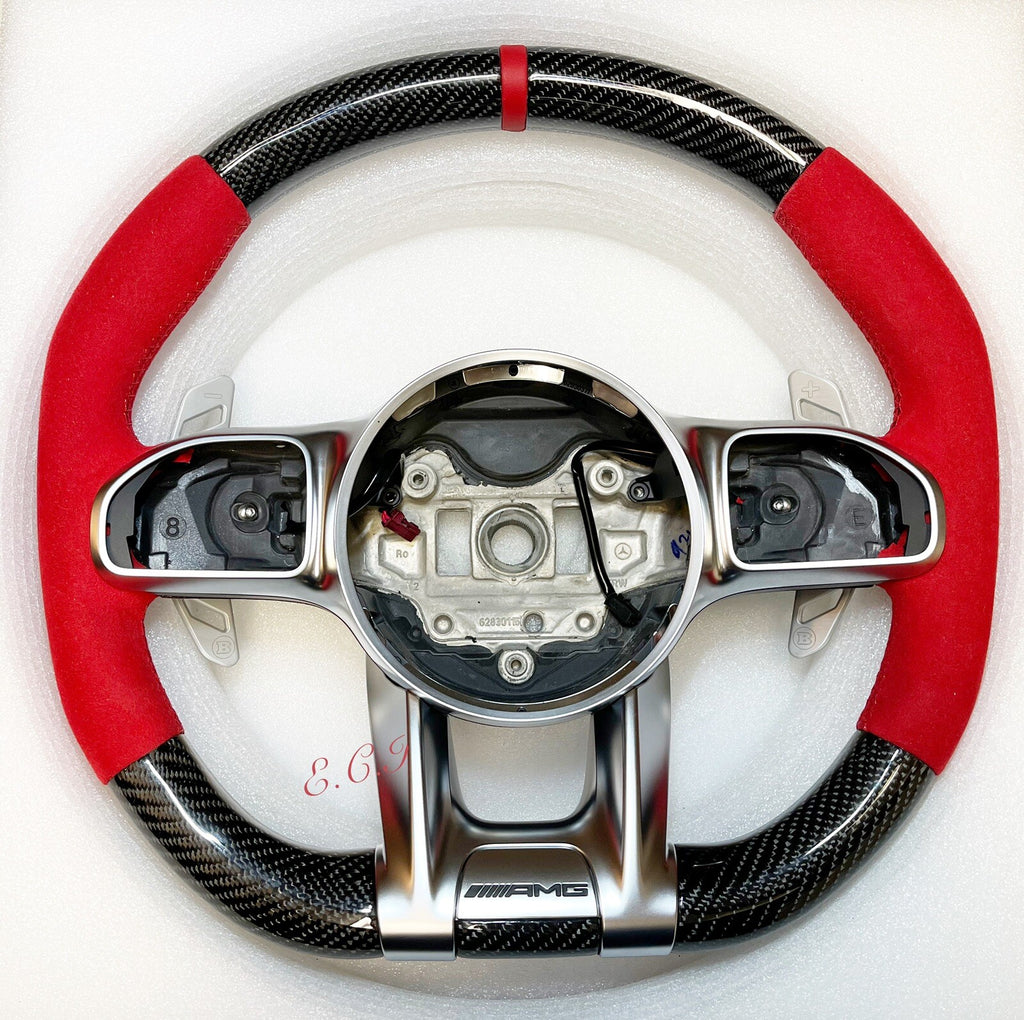 OEM 19~24 MERCEDES AMG G63 C63 E63 GT S63 CLS63 GLC CARBON FIBER STEERING WHEEL