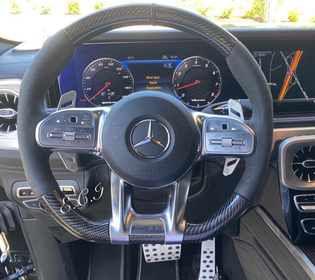 OEM 19~22 MERCEDES AMG G63 C63 E63 GT S63 CLS63 GLE CARBON FIBER STEERING WHEEL